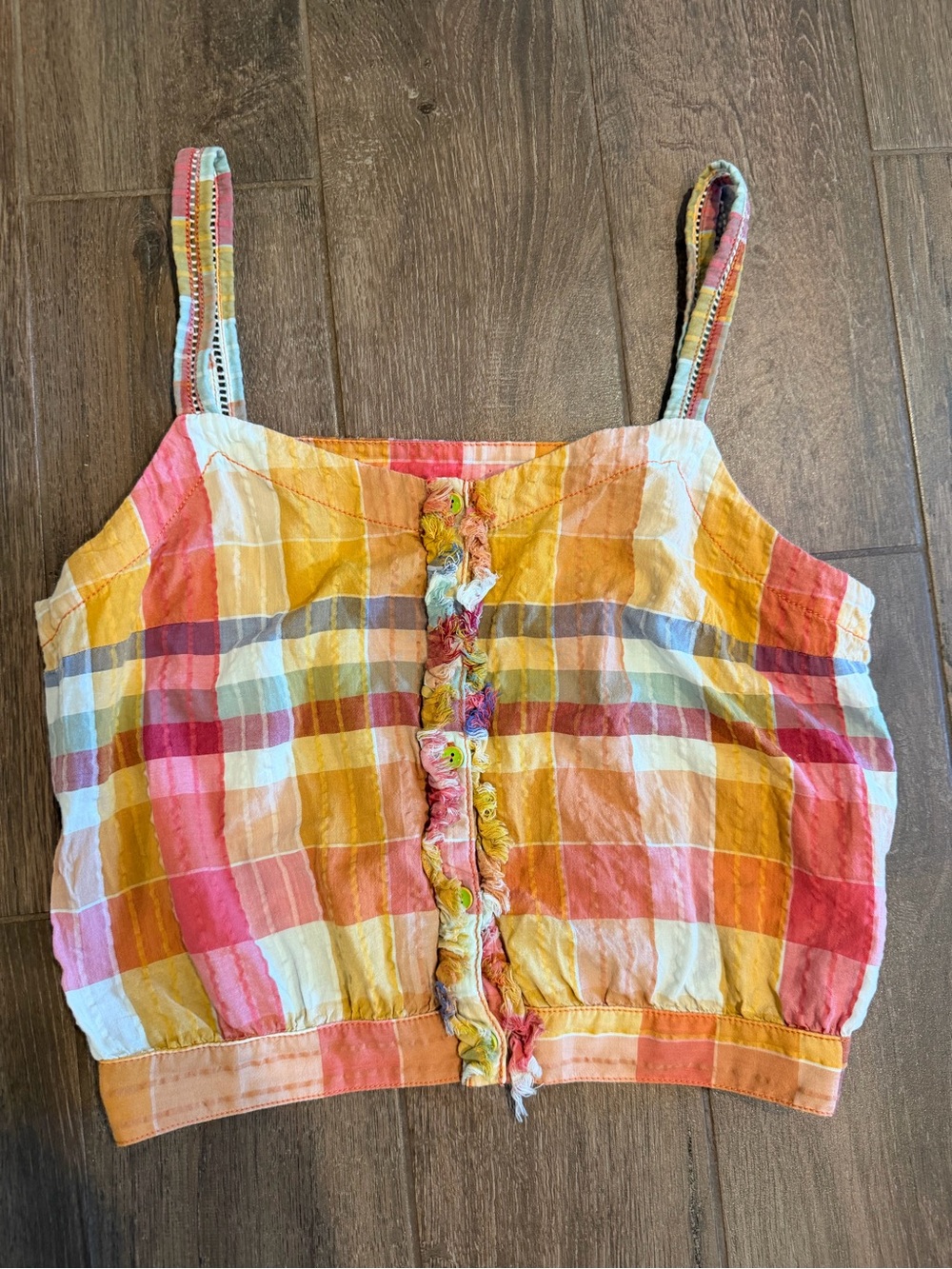Pilcro Plaid Cropped Tank Top size S